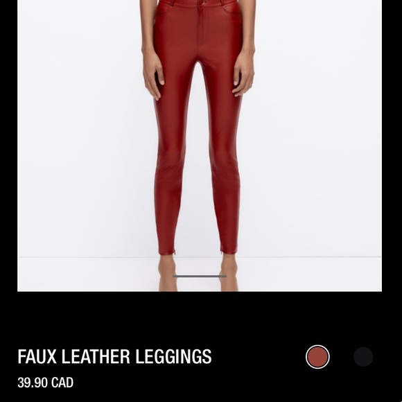 ZARA Faux Leather Leggings - Red - Picture 1 of 2